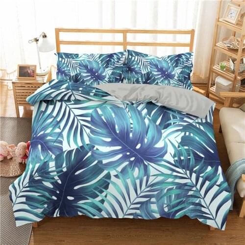 3D Leaf Duvet Cover Set Tropical Plant Bedding Set Green Leaves Printed Bedspread With Pillowcase Single Size Luxury Bed Set
