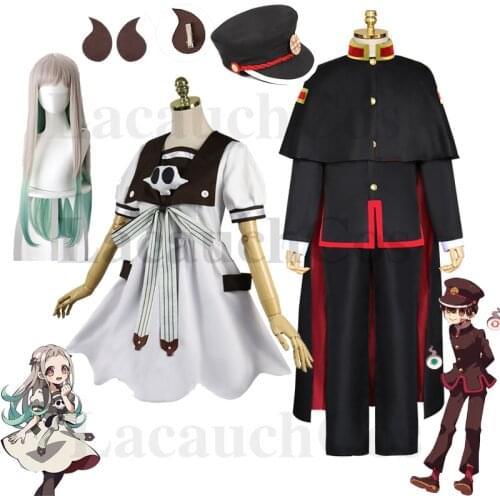 Anime Toilet-bound Hanako-kun Cosplay Yahiro Nene Dress Cloak Shirt Pants Wig Headwear Boy Girl School Uniform Halloween Costume