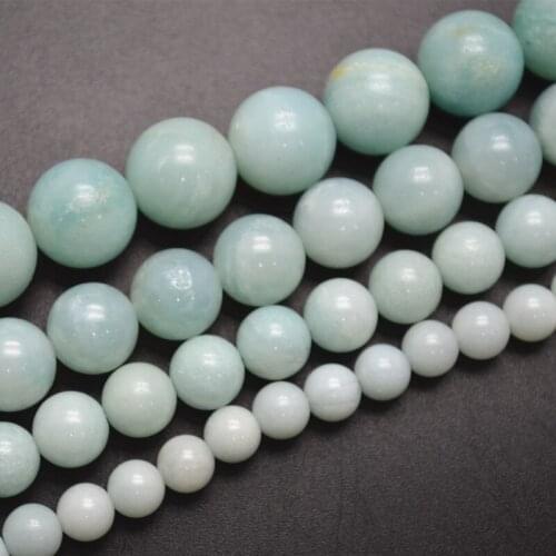 High Quality Natural Amazonite Stone Round Loose Beads 4mm 6mm 8mm 10mm Fashion Jewelry Making Supplies