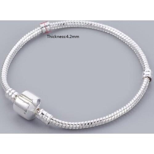 50pcs Brass European Style Bracelets for Jewelry Making DIY Bracelet Findings Silver Color 170mm 3mm