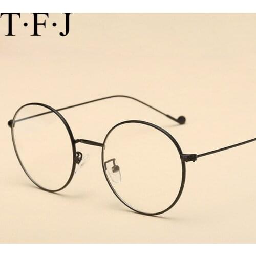 TFJ small round nerd glasses clear lens unisex gold round metal frame glasses frame optical men women black uv oculos