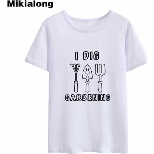 Mikialong I DIG GARDENING Kawaii Summer T Shirt Women 2018 Korean Fashion Short Sleeve Woman Tshirt Top Harajuku Poleras Mujer