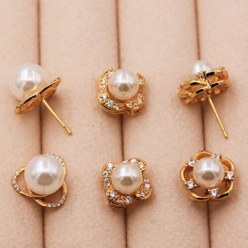 Trendy Gold Copper Plated Pear Stud Earrings Cubic Zirconia Stone For Women Girls Fashion Jewelry Accessories Wedding Gif