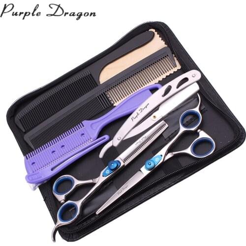 Haircut Scissors Set 6" Purple Dragon Stainless Reversed Thinning Scissors Professional Hair Cutting Scissors 1115# Barber Shop