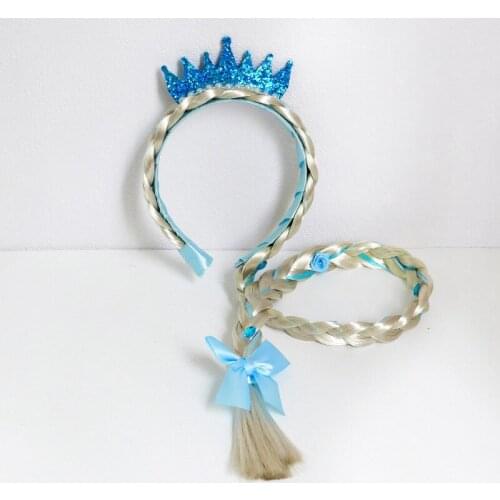 2021 New Baby Hair Hoop Crown Headdress Headwear Headband with Braid Hair Decorations for Girls