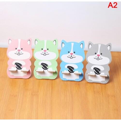 New Arrival Universal wood cartoon Mobile phone holder stand cute painting desk Hot