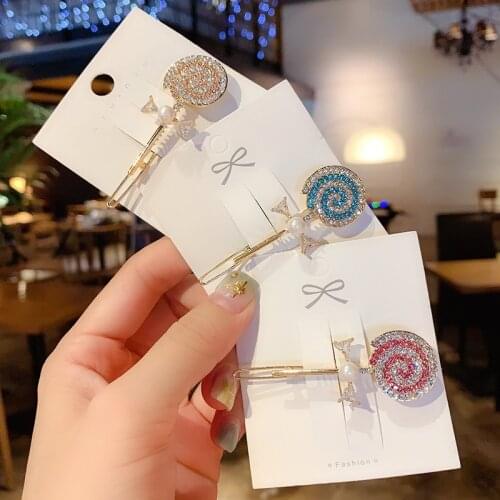 New Lollipop Hair Clip Stylish and Cute Geometric Hairpin Crystal Bow Barrettes Hair Clips for Women Jewelry Headwear