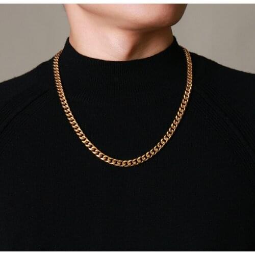 Hip Hop Gold color Stainless Steel Necklace for Man 7mm Thick Twisted Chain Necklaces High Quality Fashion Jewelry Dropshipping