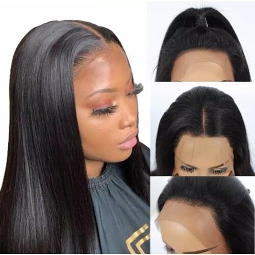 Straight Lace Front Wigs Human Hair 13x1 T-Part Lace Frontal Wigs Brazilian Virgin Human Hair Wigs for Black Women Middle Part