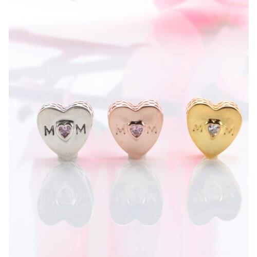 Bewill Authentic S925 sterling silver Mothers day mothers love beads Fit Original Charms Bracelet Necklace DIY Jewelry Making