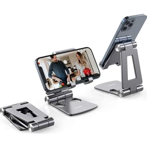 Cell Phone Stand, Phone Stand for Desk, Foldable Phone Holder Compatible with All 4-7 Inch Moboile Phones Tablets(Black)