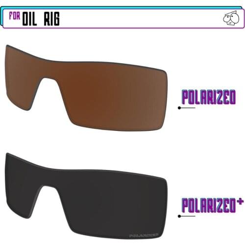 EZReplace Polarized Replacement Lenses for - Oakley Oil Rig Sunglasses - Black P Plus-Brown P