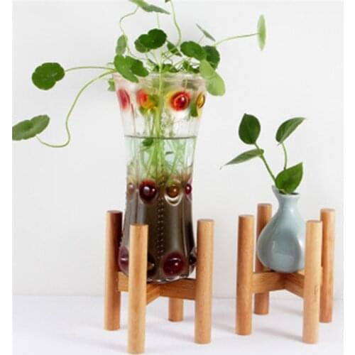 Portable Single Bay Wood Flower Stand Mini Flower Pot Holder Plant Pot Shelf Four-Legged Vase Flower Pot Slip Bracket