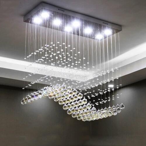 Rectangle Crystal Lamp Dining Room Chandelier Individuality Brief Light Modern Bar Counter for Home Restaurant Lighting