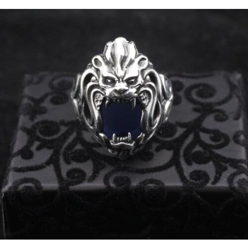Handmade Lion Head Silver Man Ring, Lion Silver Men Ring, Lion 925 Sterling Silver Ring