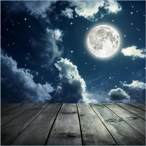 VinylBDS Wood Photo Background Wood Floor Night Sky Moon Backgrounds Backgrounds For Photo Studio Newborn Photo Background