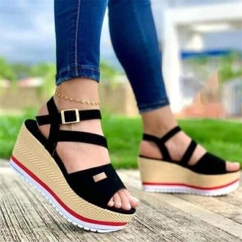 Large size wedges sandals womens 2021 summer new fashion slides womens shoes casual breathable platform sandals women sandalias