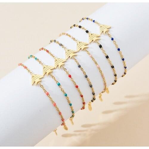 ZMZY 7pcs/set lots Wholesale Bohemian Cute Fish Charm Bracelets For Women Stainless Steel Link & Chain Bracelet For Summer Beach