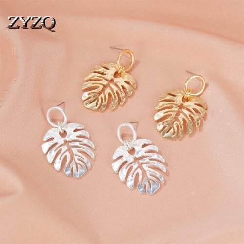 ZYZQ Retro Leaf Lady Earrings Exaggerated Long Plant Earrings Cocktail Party Jewelry Accessories