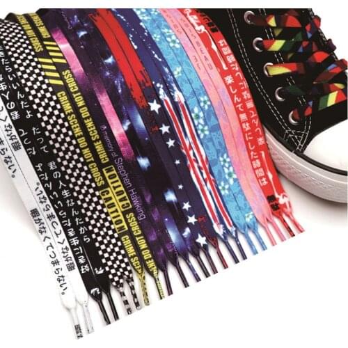 1 Pair Hot Sale High Quality Creative Men Women Shoelaces 120cm Starry Colorful Shoelace Letters Banner Pattern Sport Laces