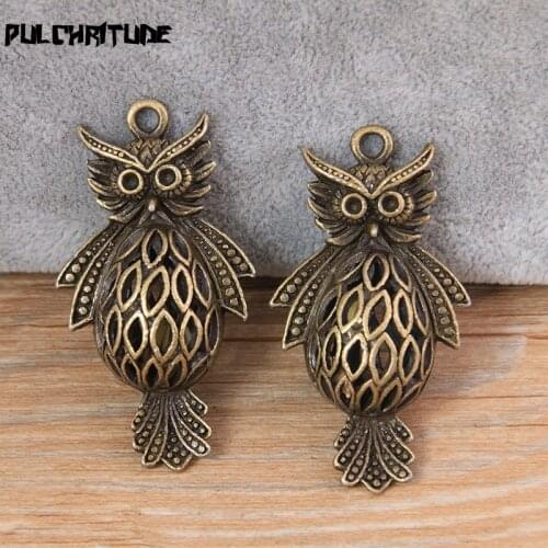 1Pcs 20*30*54mm New Product Antique Bronze Hollow Owl Charms Pendant Jewelry Metal Alloy Jewelry Marking