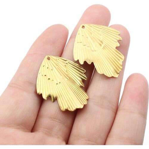 10pcs Raw Brass Leaf Charm For Hanging Earrings Jewelry Findings Making Supplies 35*25mm