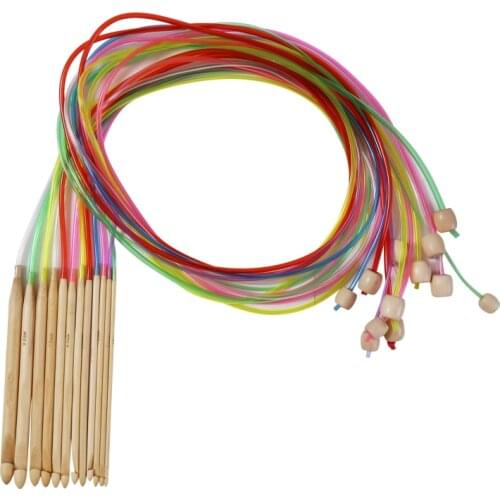 12 Pair 120cm Color Knitting Tools Sweater Needle Extended Crochet Tube Circular Needle With Beads Carpet Hooks 2021