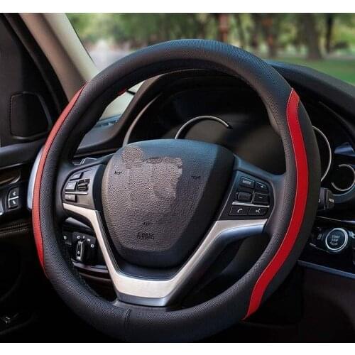 38cm Car Steering Wheel Cover Simulation Leather Car Four Seasons Handlebar Set Slip Breathable Universal Disk Cover