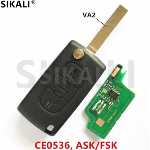 3BT CE0536 VA2) Car Vehicle Remote Key for 207 208 307 308 408 ASK/FSK Signal 433MHz with Chip ID46 7961 for Peugeot