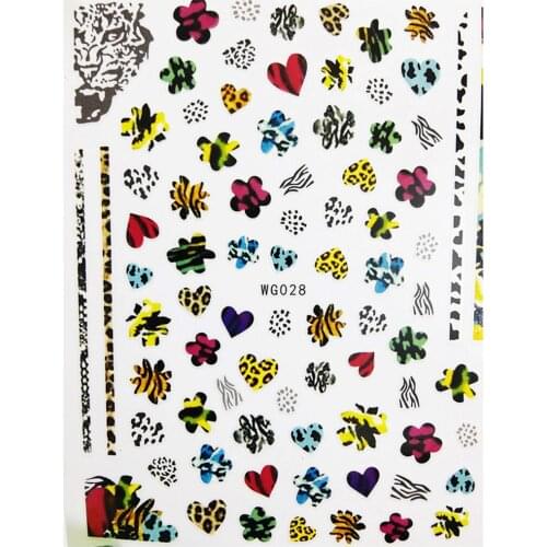 3D Nail stickers Art Leopard Love Heart Line Design Watercolor Sliders for Nails Foil Self Adhesive All for Manicure Accessories