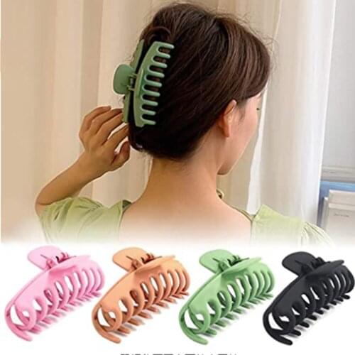 4 PCS Solid Big Hair Claws Elegant Frosted Acrylic Hair Clips Hairpins Barrette Headwear for Women Girls Hair Accessories