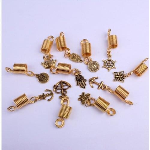 5 Pcs/pack Metal Vintage Alloy Pendant Dreadlock Beads Hair Rings Easy To Use Cuffs Braid Rings Hair Rings Jewelry Pendants
