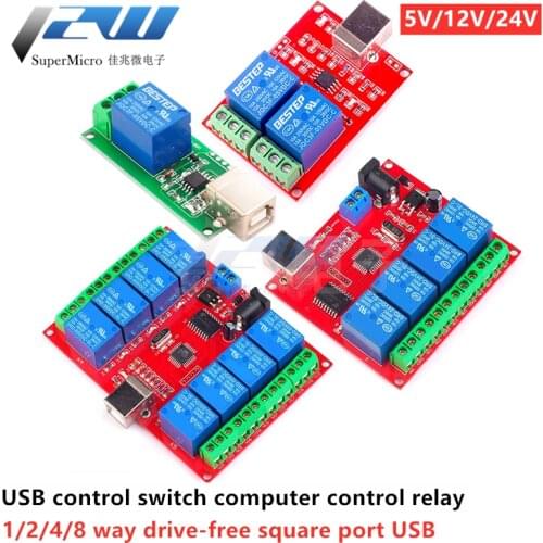 5V 12V 24V USB Relay Control Switch 1 2 4 8 Channel Programmable Computer Control for Smart Home PC Smart Controller