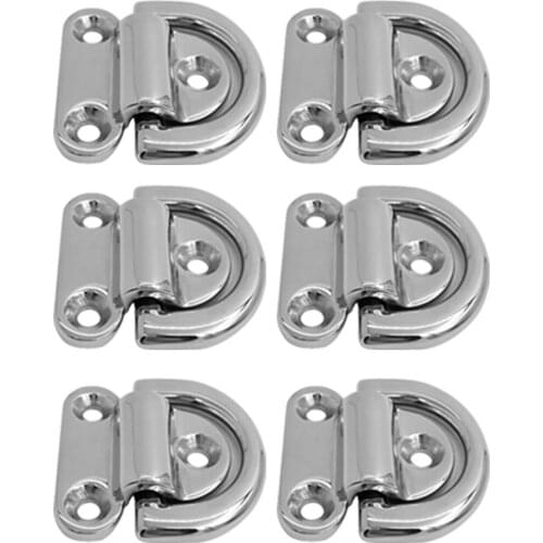 6pcs Large 9mm Folding Pad Eye Lashing D Ring Staple Cleat Tie Down Boat