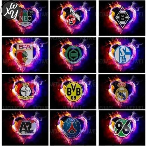 5D Diamond Embroidery Famous Football Team Diamond Painting LOGO Mosaic Cross Stitches Beadwork for Home Decor Family Handicraft