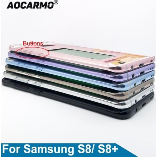 Aocarmo Middle Frame Bezel Housing Chassis With SIM Tray Slot Buttons Adhesive For Samsung Galaxy S8 G950 S8 Plus G955 S8