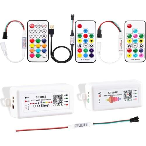 SP002 SP110 SP105E SP107E Bluetooth Music controller SP108E WiFi wireless Controller 5V-24V For WS2812B 2811 RGB LED Strip