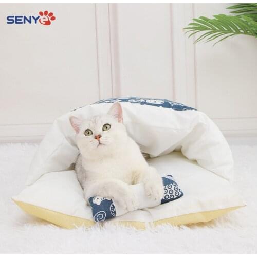 Japanese-style Cat Dog Kennel Closed Removable And Washable Cat Quilt Cat Plus Velvet Winter Warm Pet Kennel Kennel Four Seasons
