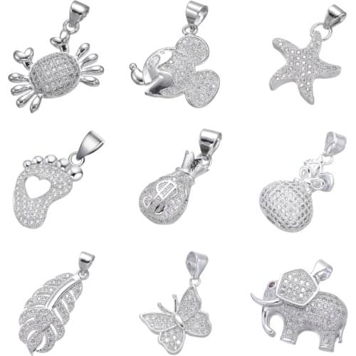 Juya DIY Cubic Zirconia Crab Star Elephant Wallet Feather Butterfly Charms For Handmade Fashion Charms Needlework Jewelry Making