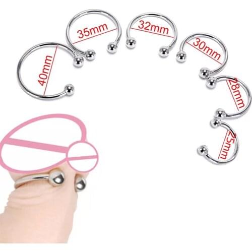 C shape Metal Penis Ring BDSM Bondage Cock Ring Male Metal Ball Scrotum Stretcher Delay Ejaculation Metal Foreskin Stopper Dick