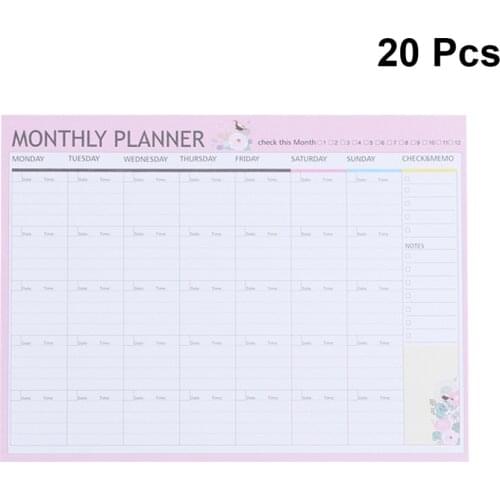 20 Sheets Monthly Planner Calendar Schedule Organizer Agenda Schedule Organizer Notebook(Green Mixed)