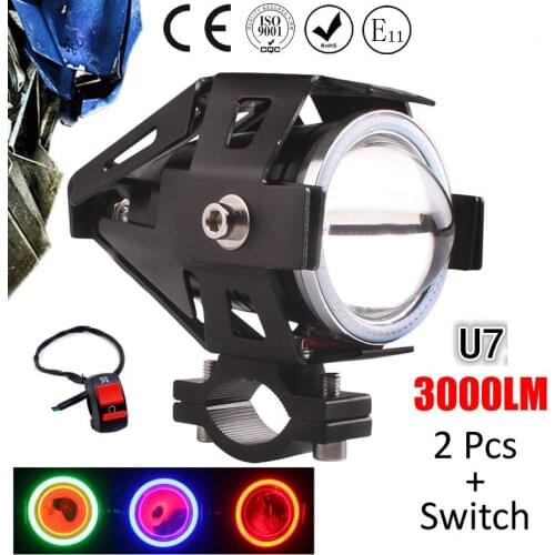 1 pair 125W motorcycle spotlight auxiliary lamp super bright led U7 motobike headlight moto driving car fog work light headlamp