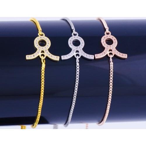 Hot Constellations Jewelry Bijoux Zircon Taurus Bracelet Charms Handmade Copper Micro Pave Chain Bracelets & Bangles Diy Pulsera