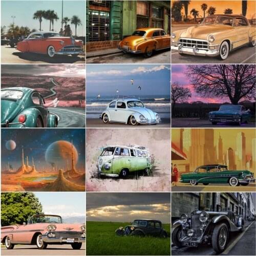 Retro Sports Car Diy 5D Diamond Painting Full Square and Round Hanging Painting Embroidery Mosaic Cross Home Decoration for Gift