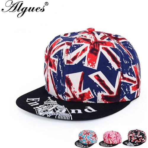 New Hip Hop Hat Womens Meter Word British Flag Flat Hat Mens Sun Protection Couple Hat Trend Curved Brim Mens Hats