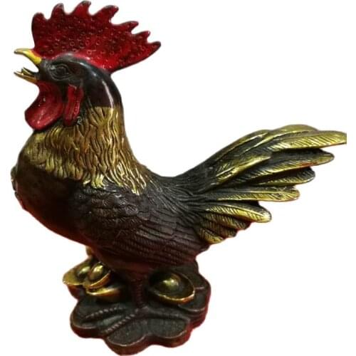 CHINEA FOLK ART old Chinese Bronze sculpture of cock Good luck