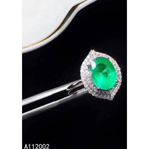 KJJEAXCMY fine jewelry natural Emerald 925 sterling silver new adjustable gemstone women ring support test noble luxury