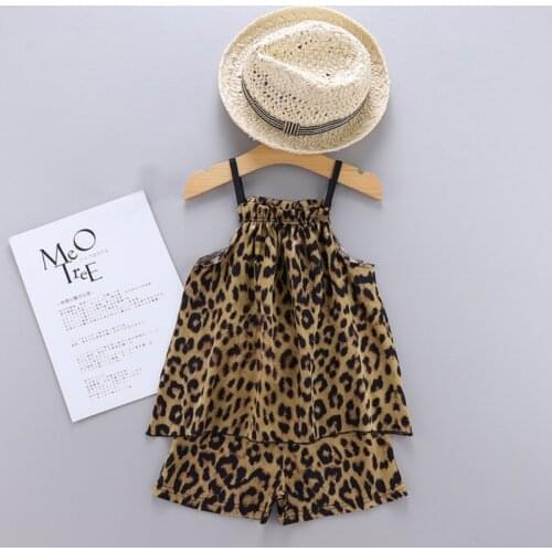 Kids Pajamas Set Girls Wave Point Sling Underwear & Sleepwears Outfits Set Short Sleeve Blouse Tops+Shorts Cotton Sleepwear 2pcs