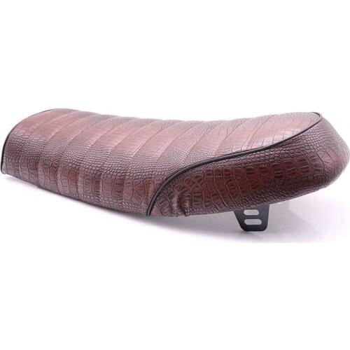 Brown Crocodile Skin Flat Styling Seat For Harley GT Honda Kawasaki Suzuki BMW