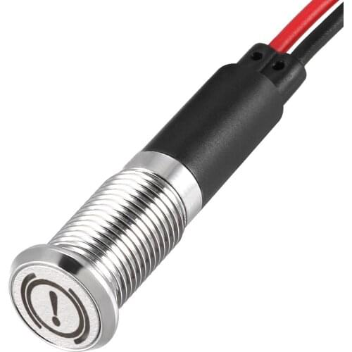 Uxcell Signal Indicator Light DC 12V 8mm Red LED Metal Shell with Symbol (Brake Failure)